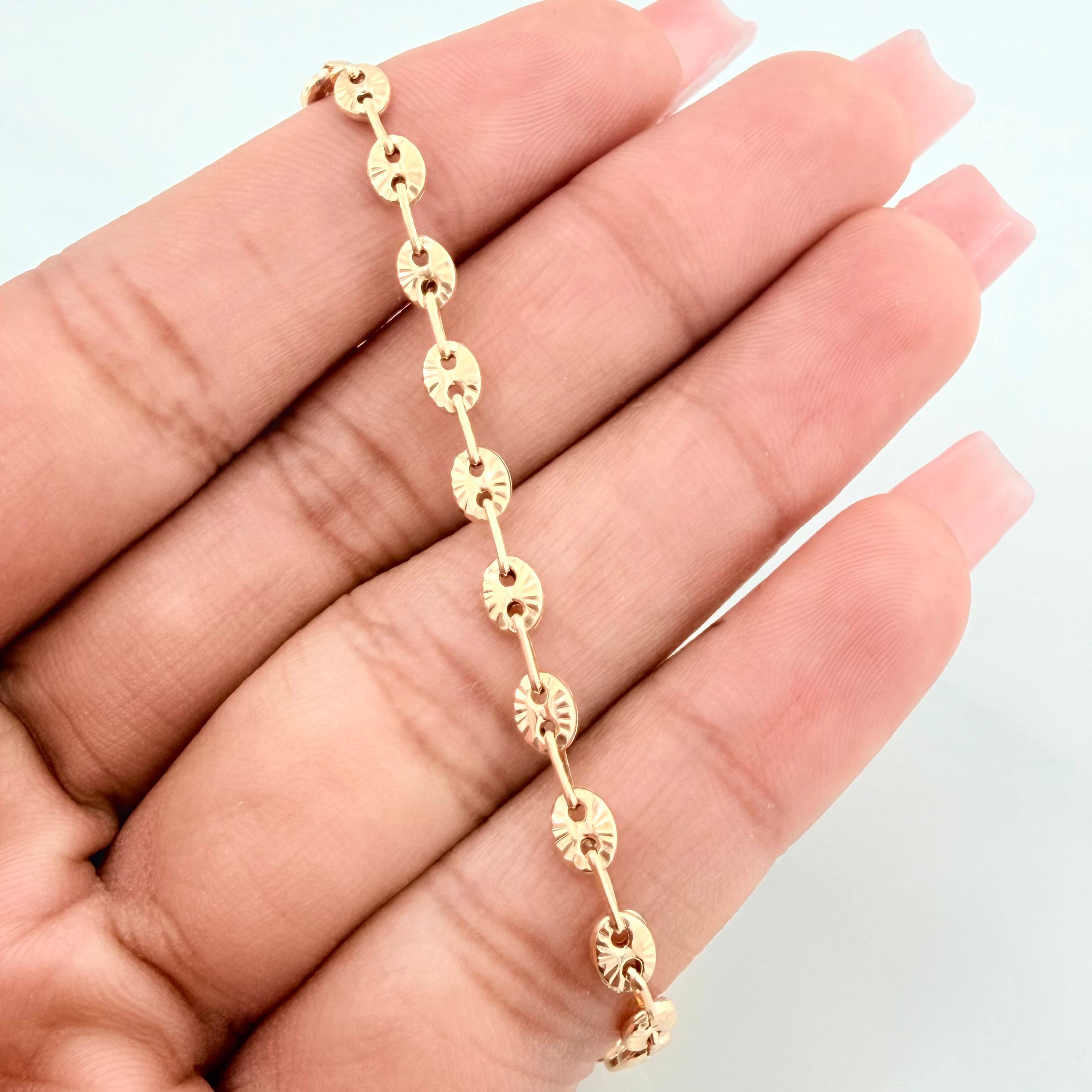 Diamond Cut Gc Anklet 3.75 g / 9 1/2 in / 4 mm Yellow Gold 18K