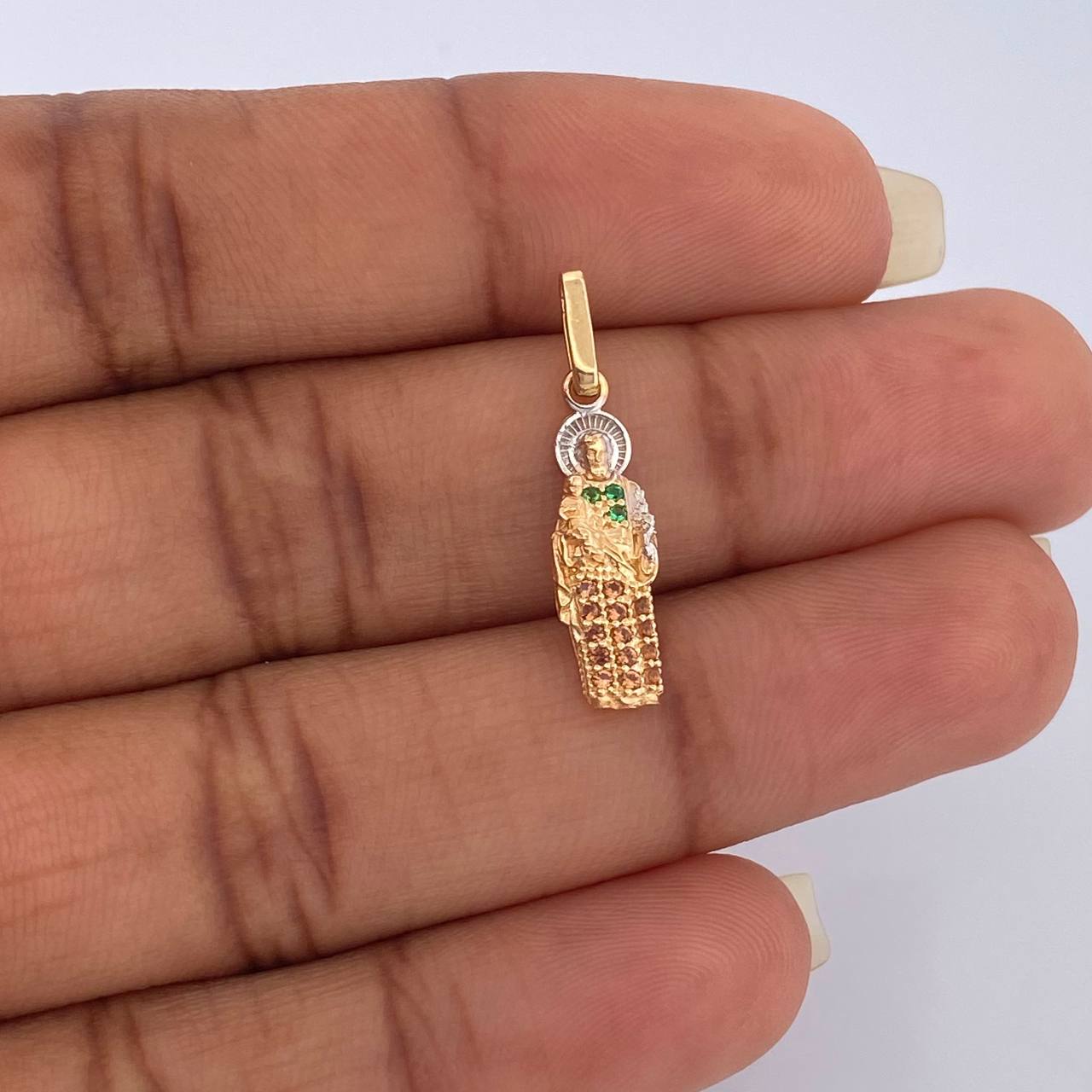 Dije San Judas Tadeo 1.15gr / 1 in / Dos Oros Amarillo Blanco 18K $