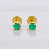 Stud Earrings Four Claws Emerald 24pts 0.6g / in / 3.6mm Yellow Gold 18K