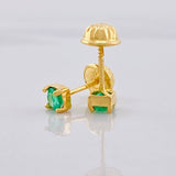 Stud Earrings Four Claws Emerald 24pts 0.65g / in / 3.6mm Yellow Gold 18K