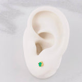 Stud Earrings Four Claws Emerald 24pts 0.55g / in / 3.3mm Yellow Gold 18K