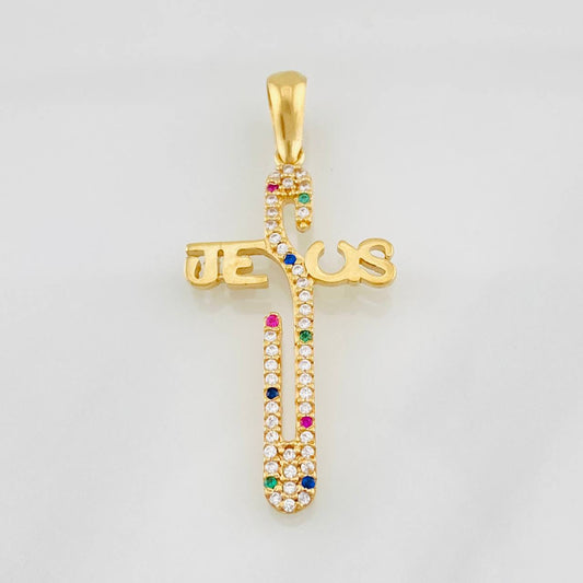 Dije Cruz Jesus 2.5g / 1 1/2 in Oro Amarillo 18K