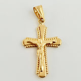 Dije Cruz Cristo Bordeada 1.05gr / 1 1/4 in / Oro Amarillo 18K *