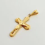 Dije Cruz Cristo Bordeada 0.9gr / 1 1/4 in / Oro Amarillo 18K *