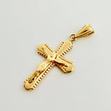 Dije Cruz Cristo Bordeada 1.05gr / 1 1/4 in / Oro Amarillo 18K *