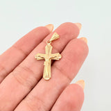 Dije Cruz Cristo Bordeada 0.9gr / 1 1/4 in / Oro Amarillo 18K *