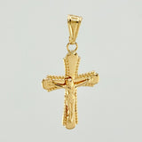 Dije Cruz Cristo Bordeada 0.9gr / 1 1/4 in / Oro Amarillo 18K *