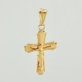 Dije Cruz Cristo Bordeada 1.05gr / 1 1/4 in / Oro Amarillo 18K *