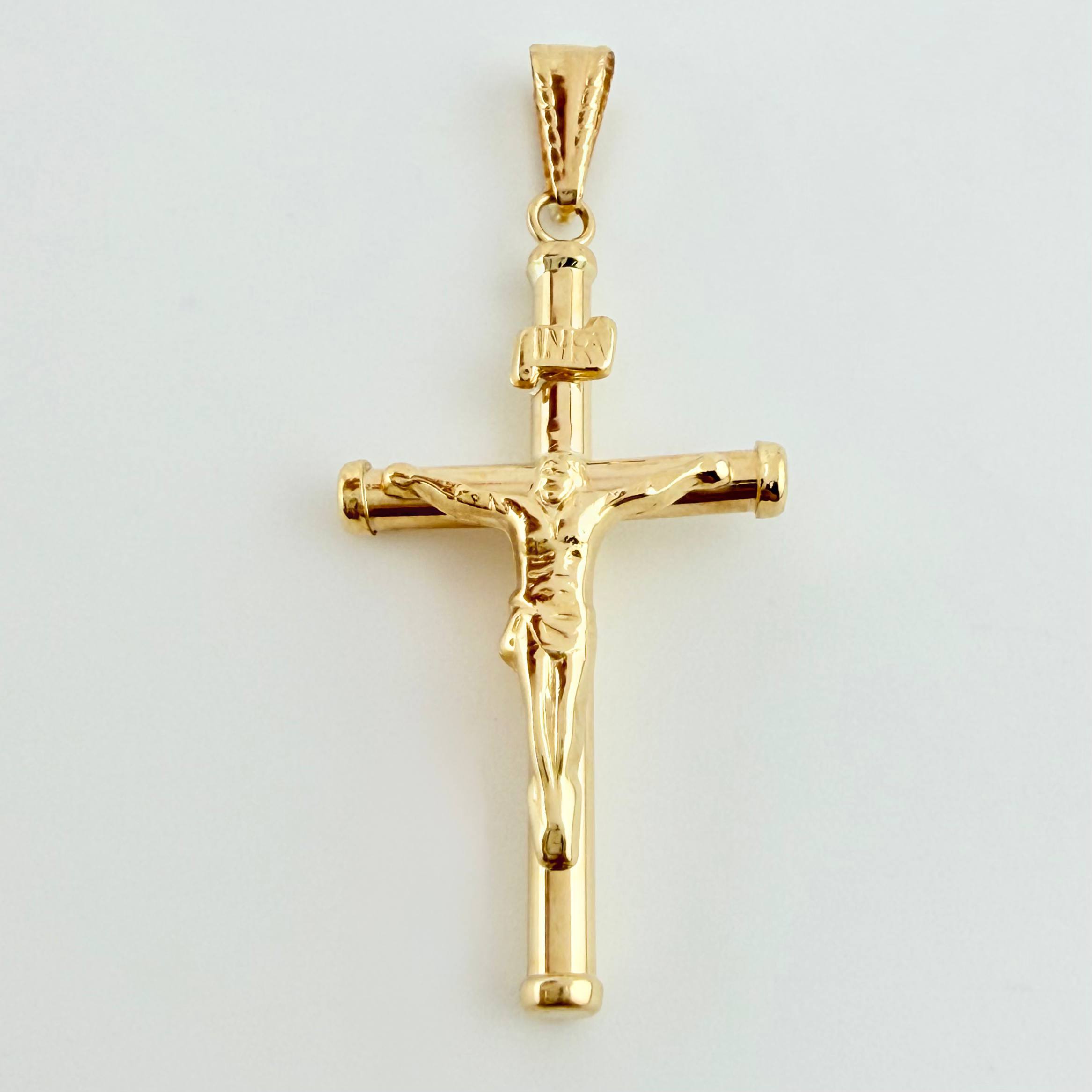 Dije Cristo Cruz 1.15gr / 1 3/4 in / Oro Amarillo 18K *