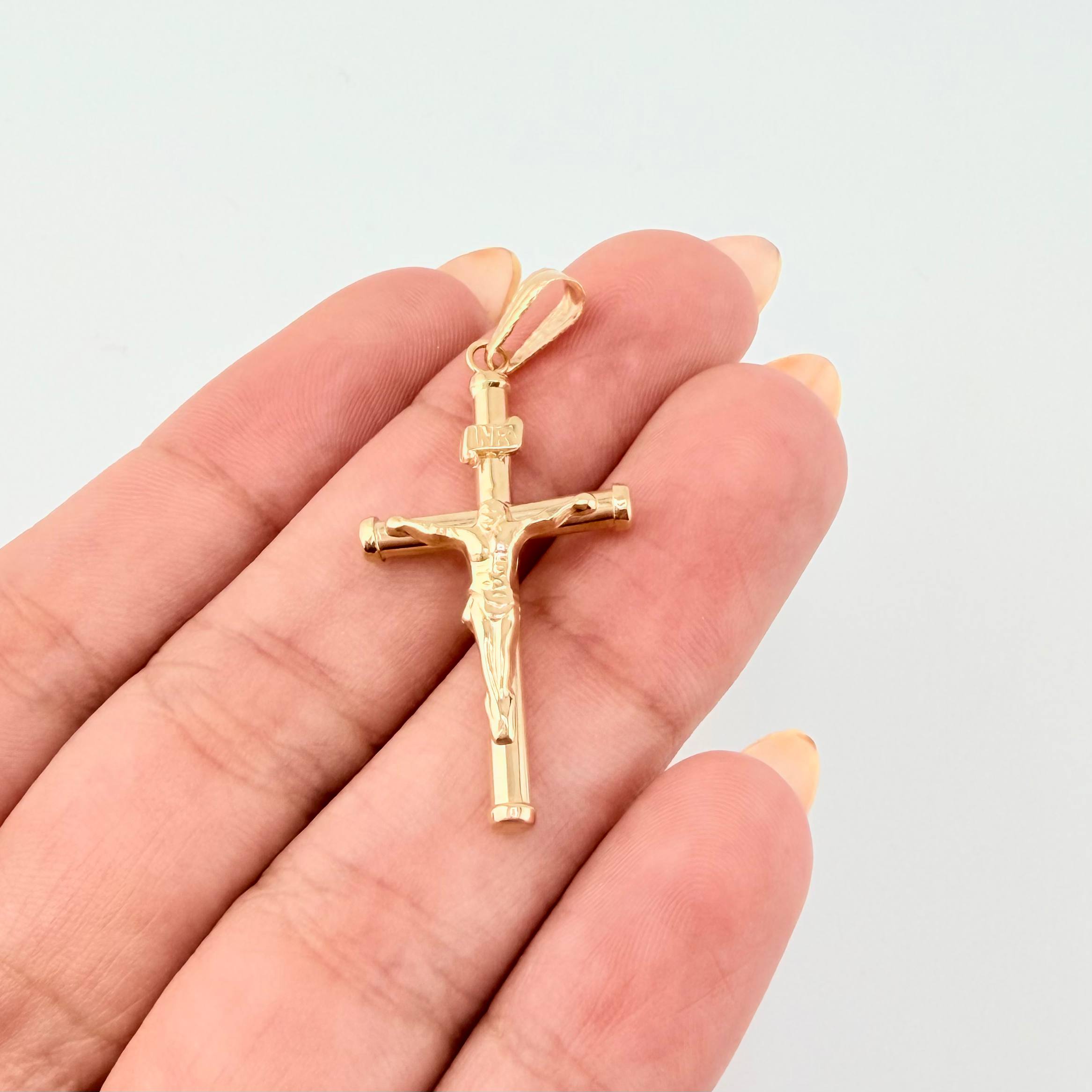 Dije Cristo Cruz 1.15gr / 1 3/4 in / Oro Amarillo 18K *