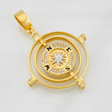 Dije Brujula 16g / 2 in Dos Oros Amarillo Blanco 18K