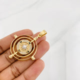 Dije Brujula 16g / 2 in Dos Oros Amarillo Blanco 18K