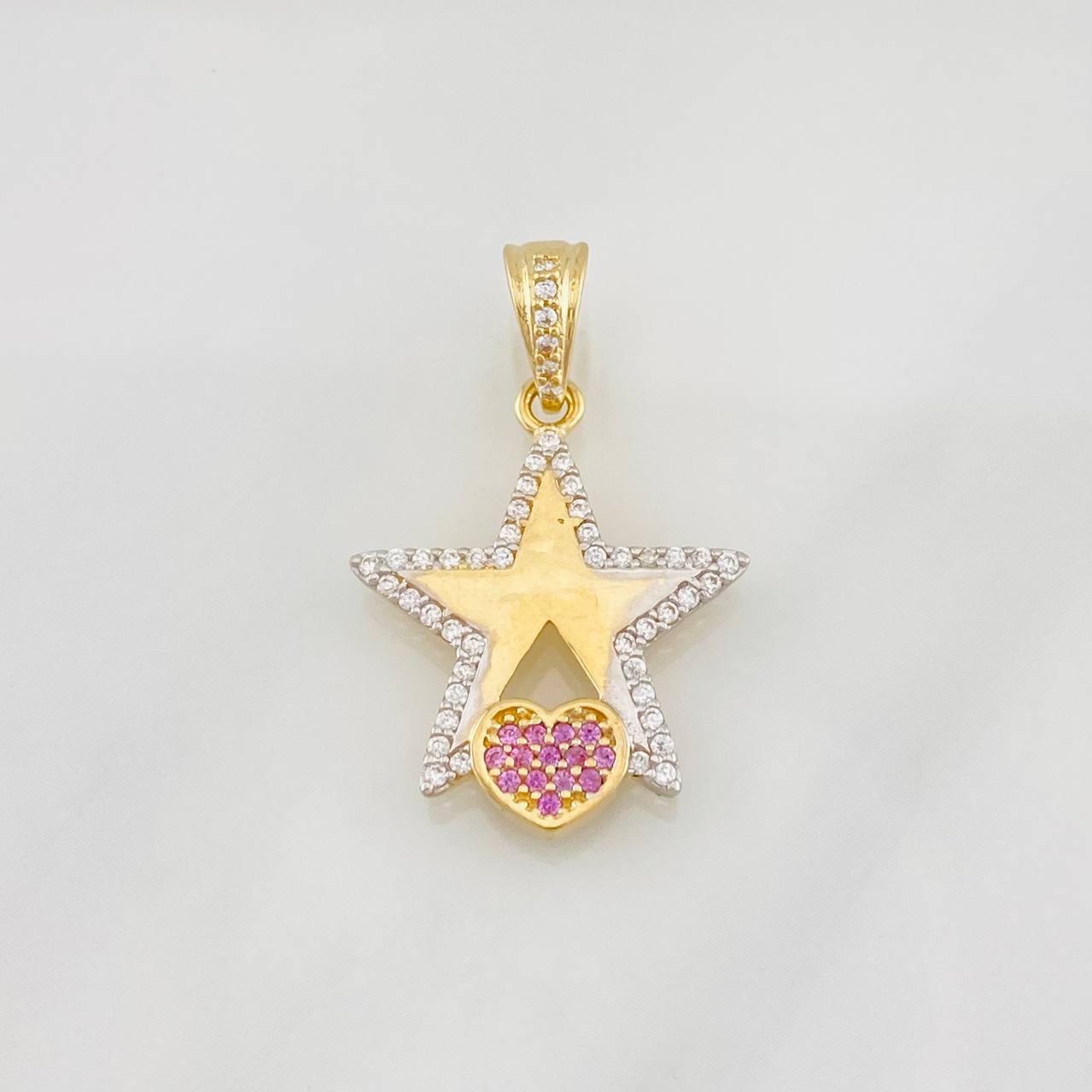 Dije Estrella Corazon 2.05g / 1 in Dos Oros Amarillo Blanco 18K