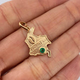 Dije Mapa de Colombia Esmeralda 11pts 1.1gr / 1 in / Oro Amarillo 18K &