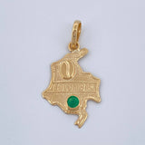 Dije Mapa de Colombia Esmeralda 11pts 1.1gr / 1 in / Oro Amarillo 18K &