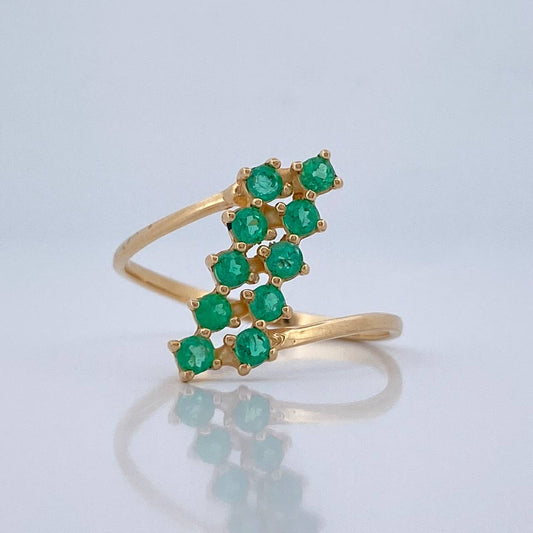 Anillo Arabe Doble Esmeraldas 40pts 2.05gr / T8 1/2 / Oro Amarillo 18K &