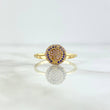 Dense Halo Ring 1.95gr / Size 7 1/2 / White-Purple Zircons Yellow Gold