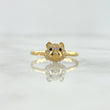 Bear Head Ring 1.75gr / Size 7 3/4 / White-Black Zircons Yellow Gold
