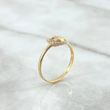 Bear Head Ring 1.75gr / Size 7 3/4 / White-Black Zircons Yellow Gold