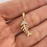 Skeleton Fish Pendant 2 g / 1 in 18K Yellow Gold