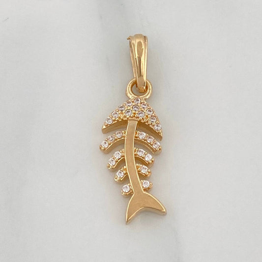 Dije Pez Esqueleto  2 g / 1 in Oro Amarillo 18K