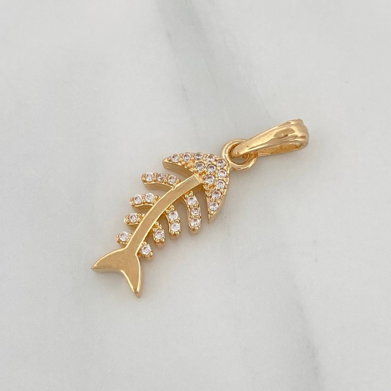 Skeleton Fish Pendant 2 g / 1 in 18K Yellow Gold
