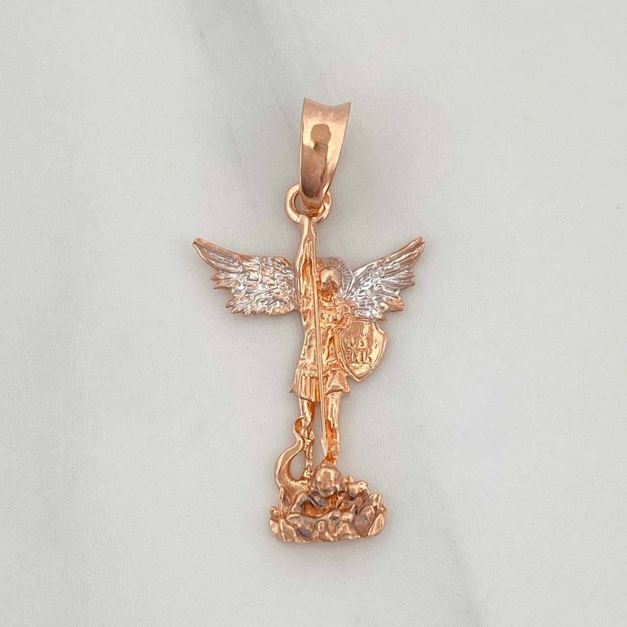 Pendant Saint Michael Archangel 1.15 g / 1 in Two-tone White Rose Gold 18K