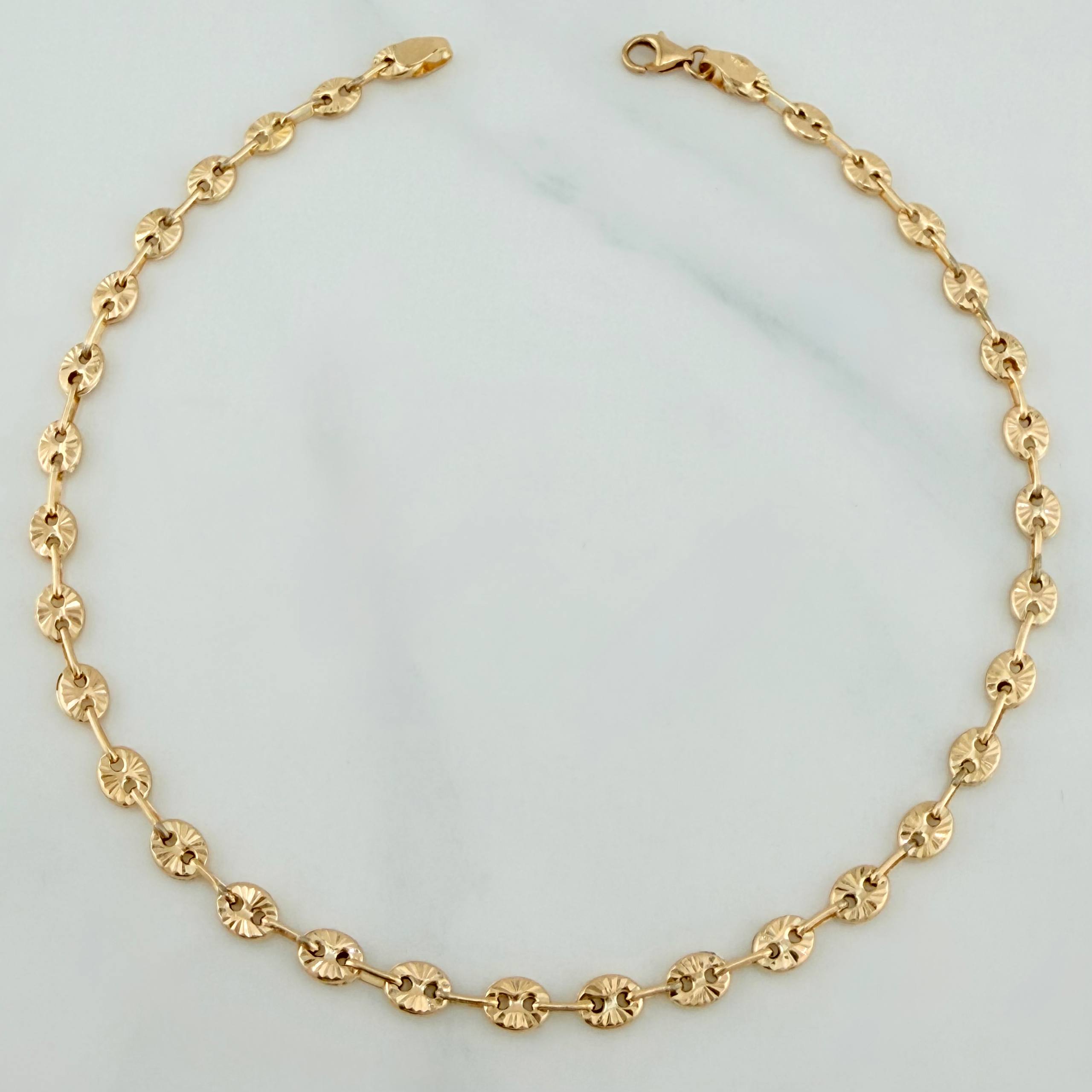 Diamond Cut Gc Anklet 3.7 g / 10 1/4 in / 9.2 mm 18K Yellow Gold