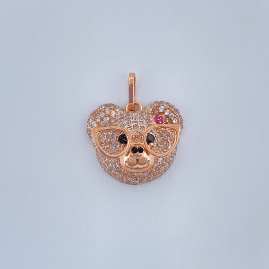 Dije Rostro Oso 2.95gr / 3/4 in / Oro Rosa 18K &