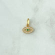 Pendant Turkish Eye 0.65gr / 1.4cm / White Zircons And Green 18K Yellow Gold *