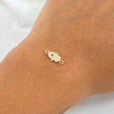 Charm Hamsa Hand 0.55gr / 1.4cm / White Zircons And 18K Yellow Gold Green