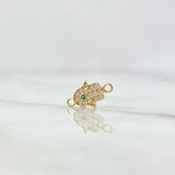 Charm Hamsa Hand 0.55gr / 1.4cm / White Zircons And 18K Yellow Gold Green