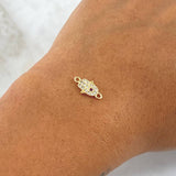 Charm Hamsa Hand 0.45gr / 1.4cm / White and Fuchsia Zircons 18K Yellow Gold