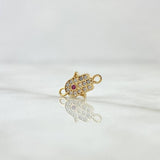 Charm Hamsa Hand 0.45gr / 1.4cm / White and Fuchsia Zircons 18K Yellow Gold