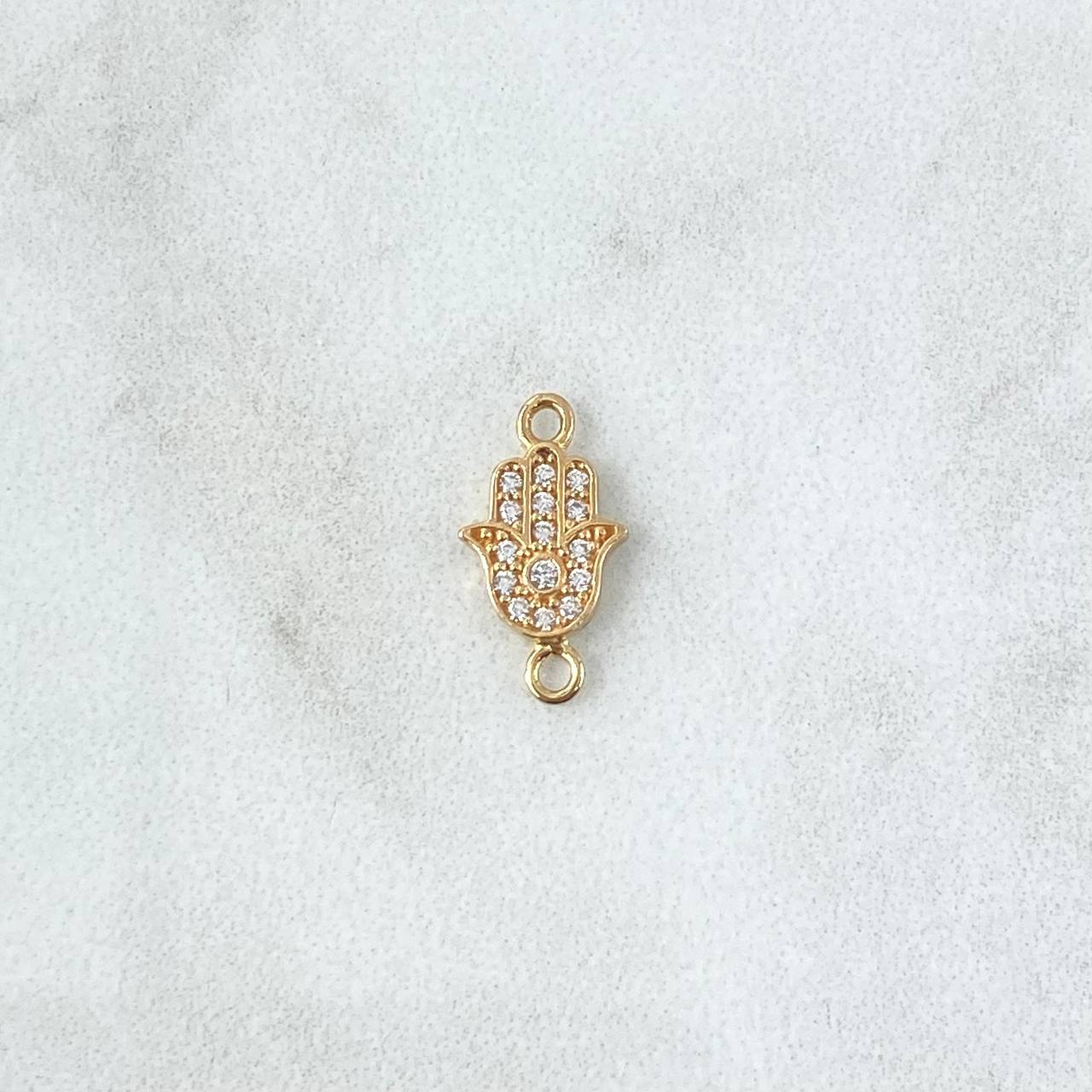 Charm Hamsa Hand 0.6gr / 1.4cm / White Zircons 18K Yellow Gold