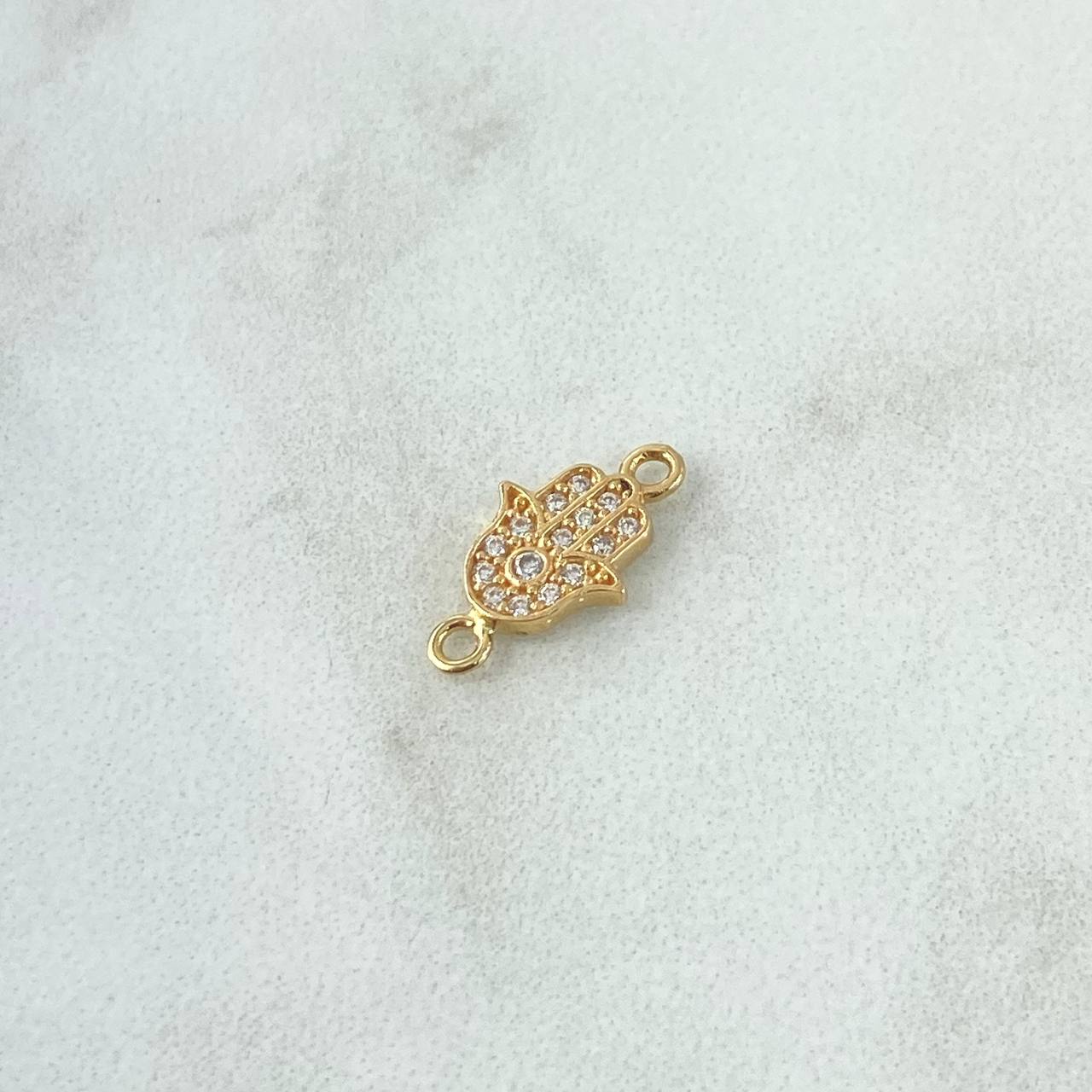 Charm Hamsa Hand 0.65gr / 1.4cm / White Zircons 18K Yellow Gold *
