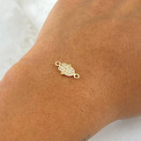 Charm Hamsa Hand 0.55gr / 1.4cm / White Zircons 18K Yellow Gold *