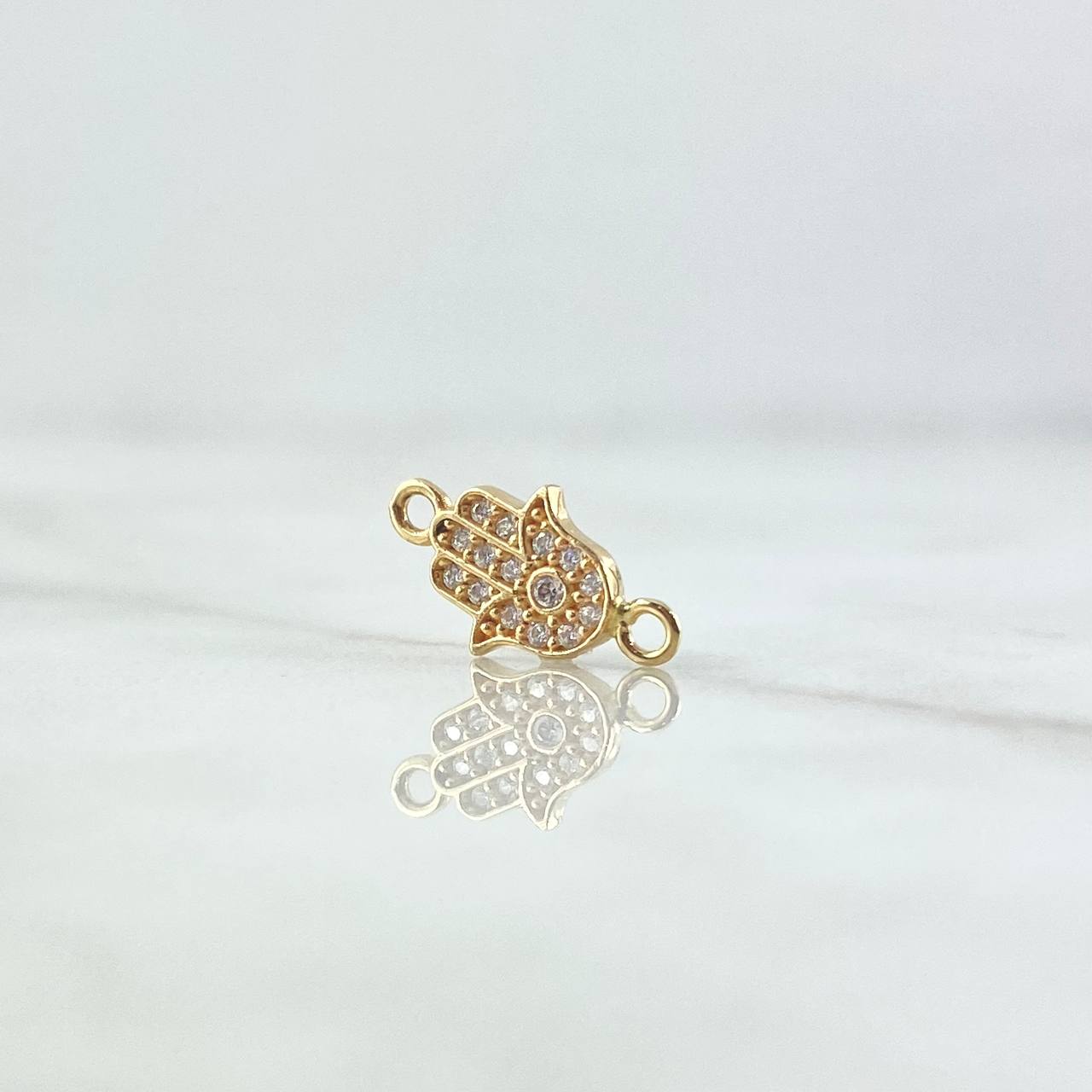 Charm Hamsa Hand 0.6gr / 1.4cm / White Zircons 18K Yellow Gold