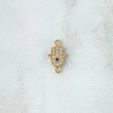 Charm Hamsa Hand 0.55gr / 1.4cm / White and Blue Zircons 18K Yellow Gold *