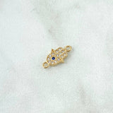 Charm Hamsa Hand 0.55gr / 1.4cm / White and Blue Zircons 18K Yellow Gold *