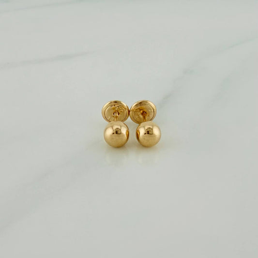 Topos Bola Lisa 0.6 g / in / 5 mm Oro Amarillo 18K