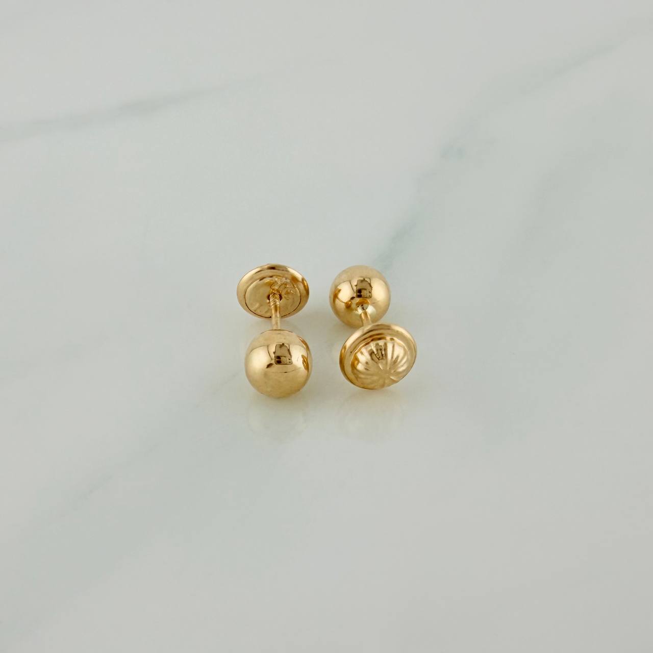 Stud Earrings Bead Plain 0.6 g / in / 5 mm Yellow Gold 18K