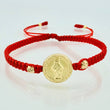 Pulsera Roja Virgen Milagrosa 3mm-4mm 4 Und Bolas Diamantad Oro Amarillo 18K (A.C)