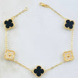 Pulso Trebol Onix Negro Diamantado 10gr / 7 3/4 in / Oro Amarillo Nac.Esp. 18K ©
