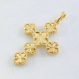 Dije Cruz Trebol Diamantado 5.1gr / 1 1/2 in / Oro Amarillo Nac.Esp. 18K