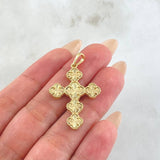 Dije Cruz Trebol Diamantado 5.1gr / 1 1/2 in / Oro Amarillo Nac.Esp. 18K