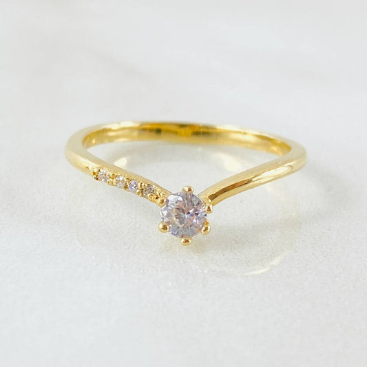 Anillo Solitario Curvo 2.05gr / T7 1/4 / Oro Amarillo 18K ©