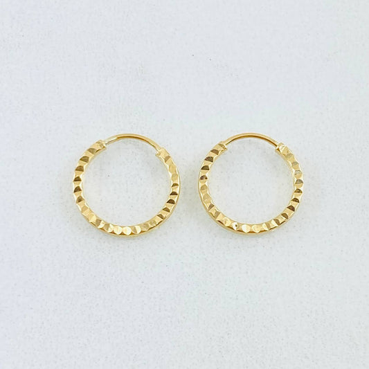 Hoop Earrings Striped Hoop 0.45gr / 0.4in / 18K Gold