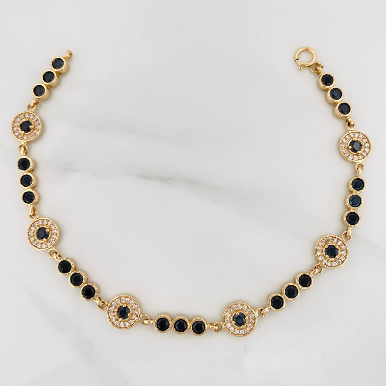 Pulso Tennis Halo Circulo 10.35 g / 7 1/2 in / 7.96 mm Oro Amarillo 18K