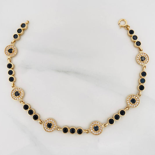 Tennis Bracelet Halo Circle 10.35 g / 7 1/2 in / 7.96 mm Yellow Gold 18K